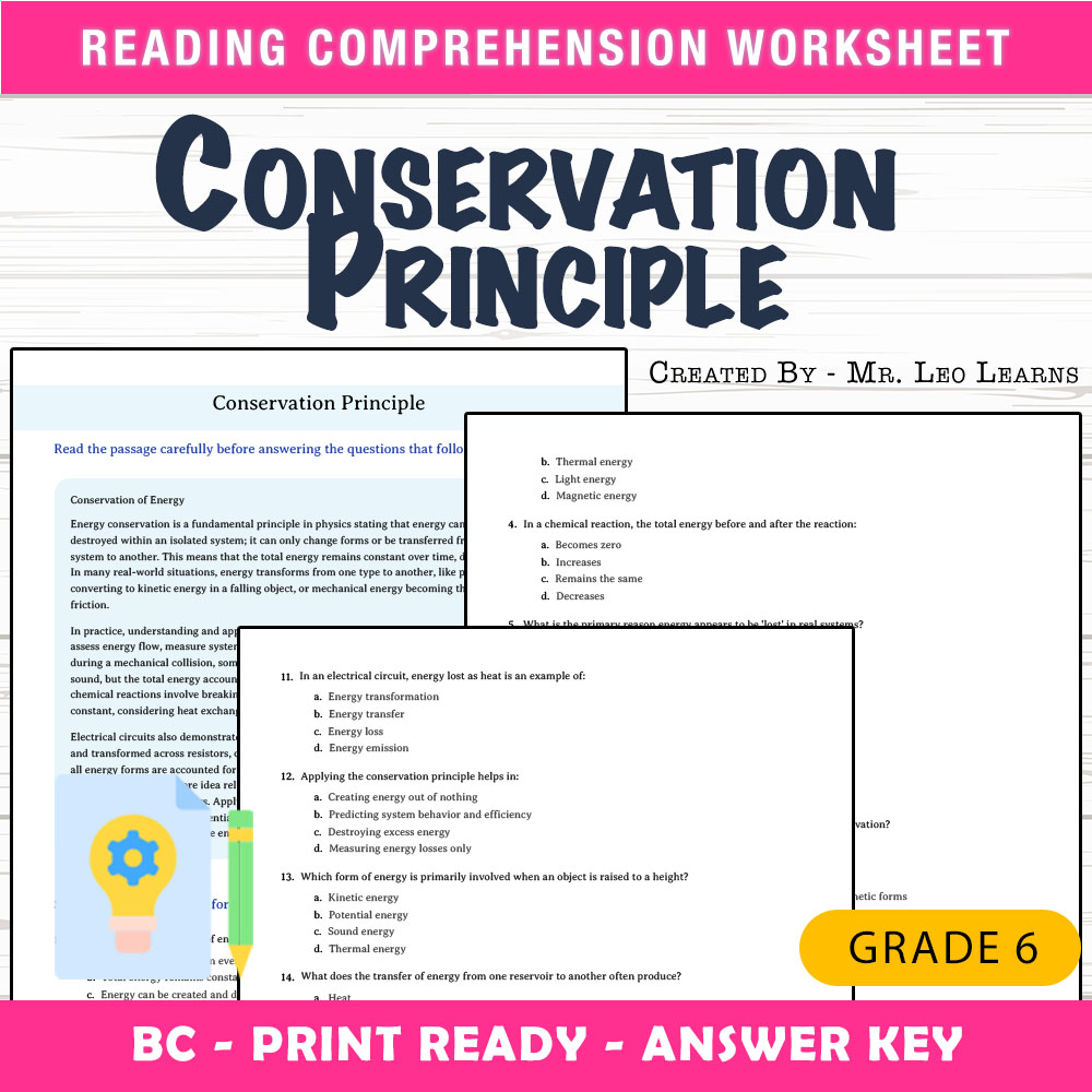 Grade 6 Science worksheet mcq paper worksheet — Grade 6 Science — Worksheet MCQ Paper for Mastering Conservation Principle…