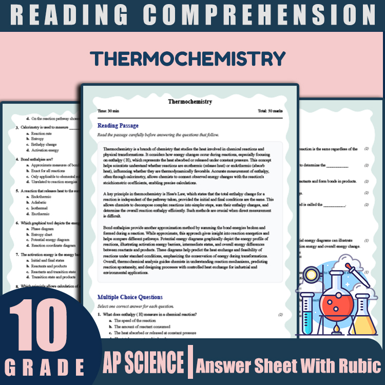 Grade 10 Science reading worksheets worksheet — 10th Grade Science | Thermochemistry Reading Worksheets (PDF + Answer Key)…