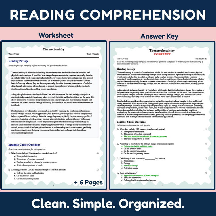 Grade 10 Science reading worksheets worksheet — 10th Grade Science | Thermochemistry Reading Worksheets (PDF + Answer Key)…