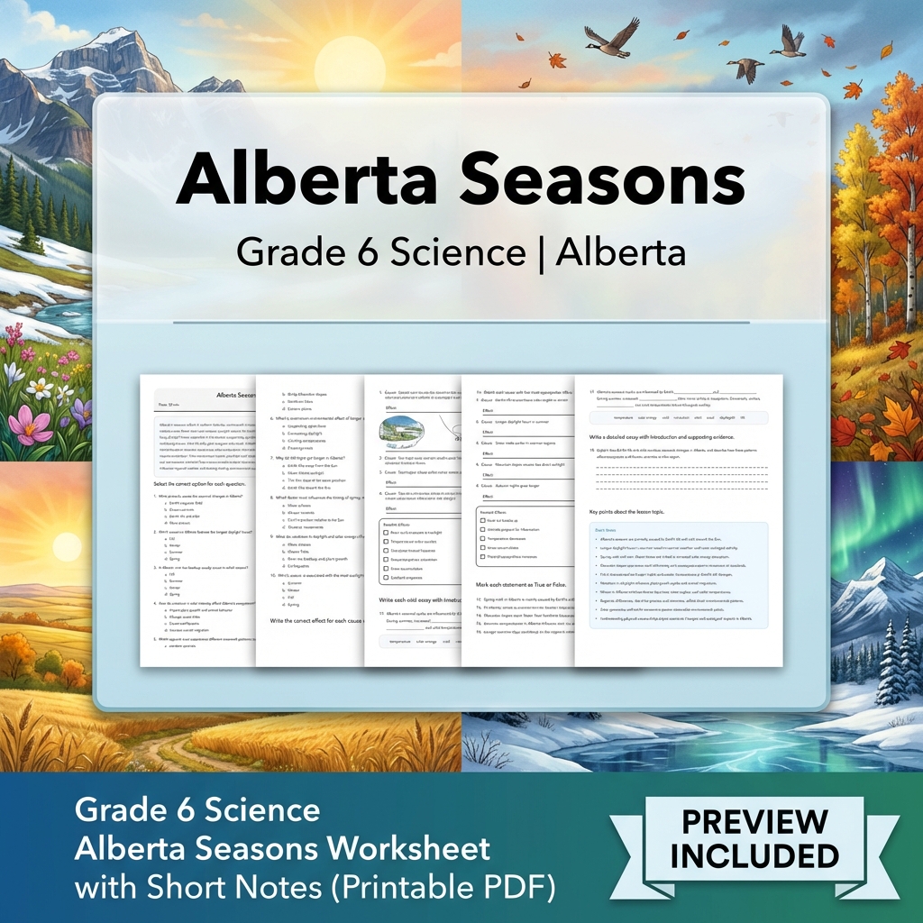Grade 6 Science Alberta | 60-Worksheet Comprehensive Science Bundle  — included worksheet 37