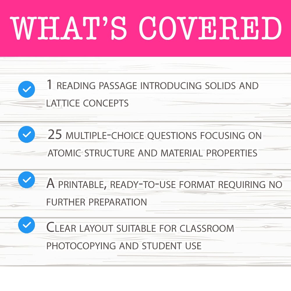 Grade 12 Science worksheet mcq paper worksheet — Grade 12 Science — Worksheet MCQ Paper for Mastering Solids and Lattices…