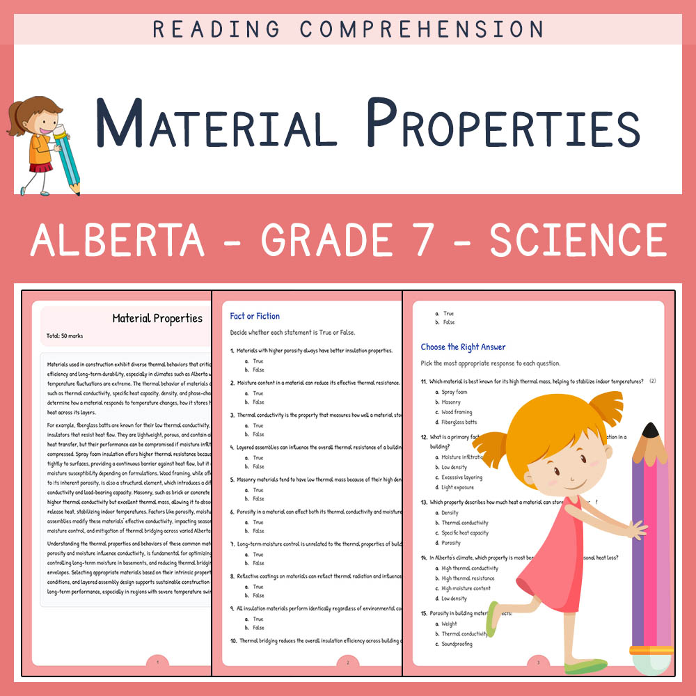 Grade 7 Science worksheet elena worksheet — Grade 7 Science | Material Properties Worksheet | Alberta Standard — page 1
