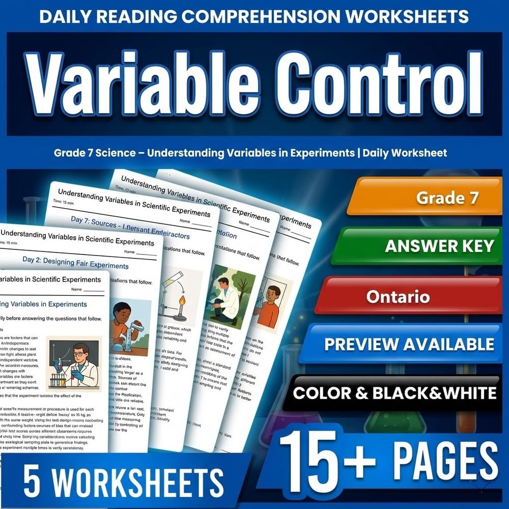 STEM Skills and Connections Grade 7 Science Daily Worksheets Bundle | Ontario — included worksheet 5