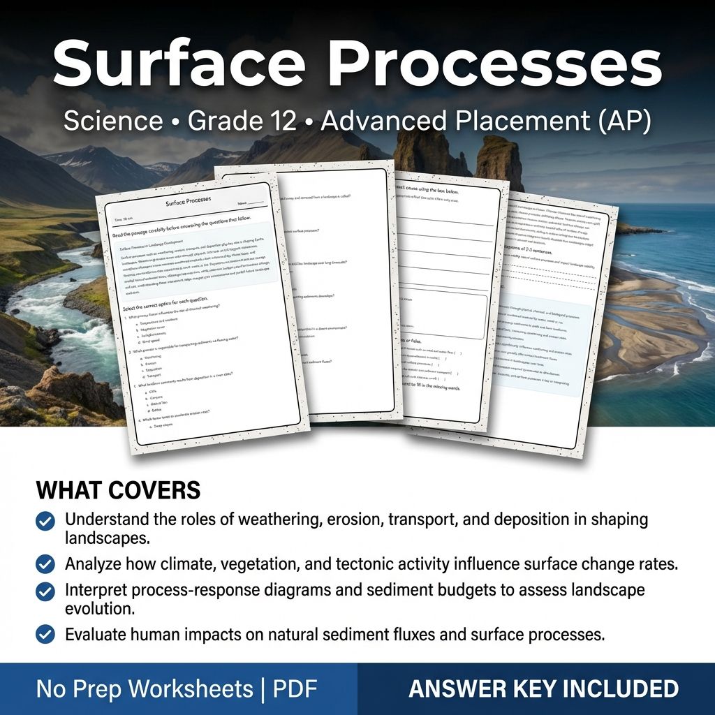 Grade 12 Science Unit Worksheets Pack | Earth's Systems & Surface Processes — included worksheet 5