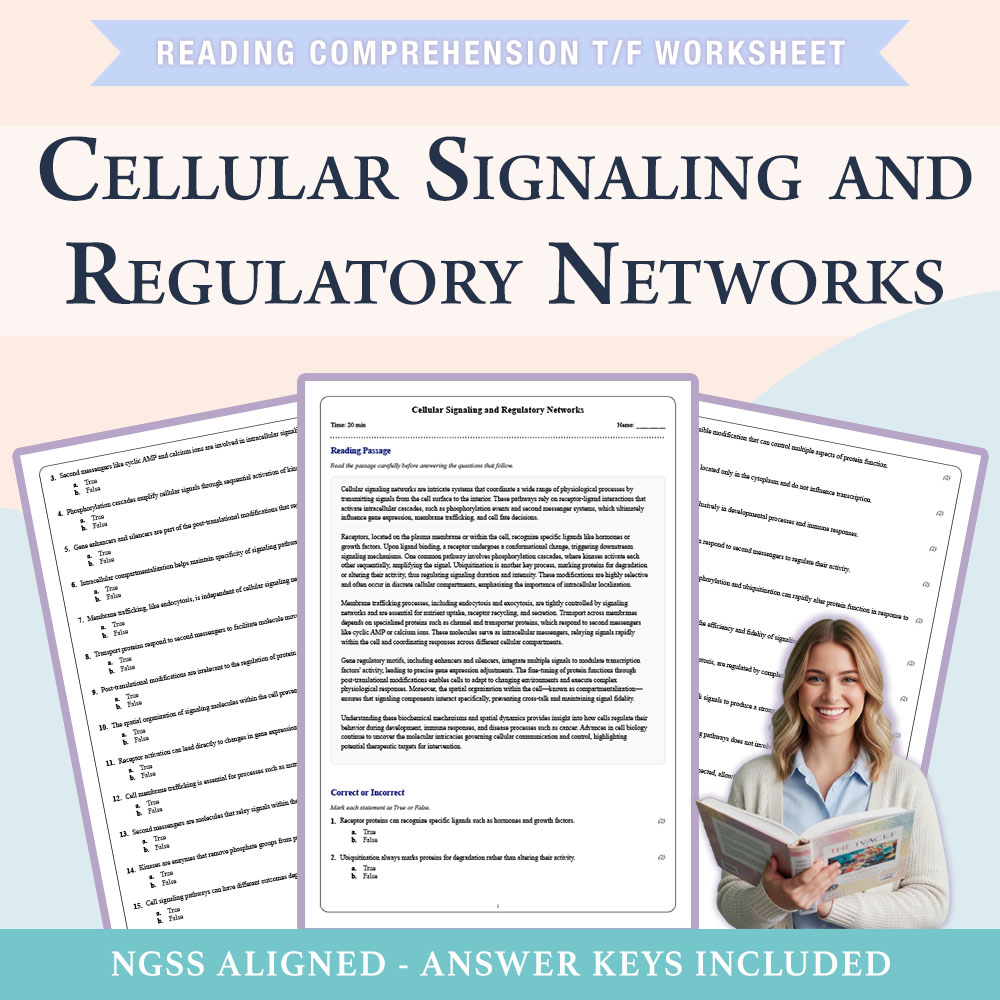 Grade 11 Science reading comprehensions true or false worksheet worksheet — 11th Grade Science | Cellular Signaling & Regu…