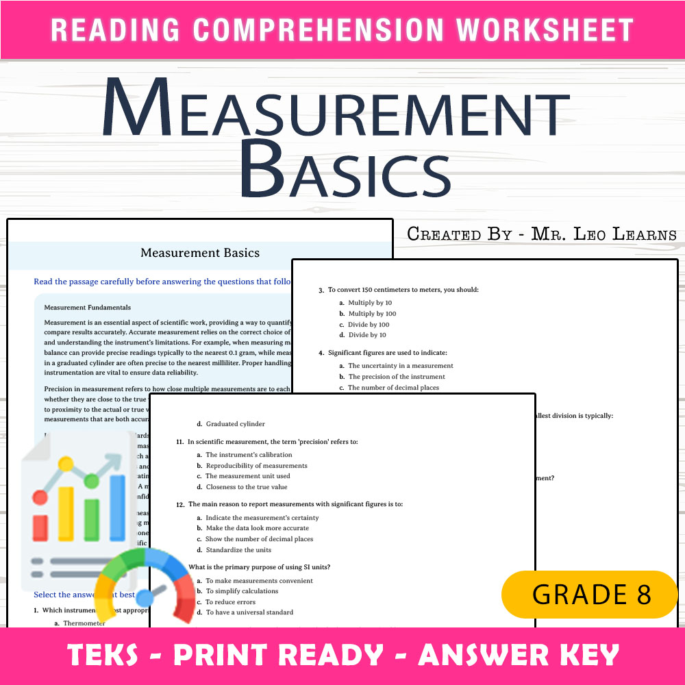 Grade 8 Science worksheet worksheet — Grade 8 Science — Measurement Basics Worksheet for Mastering Scientific Measurement…
