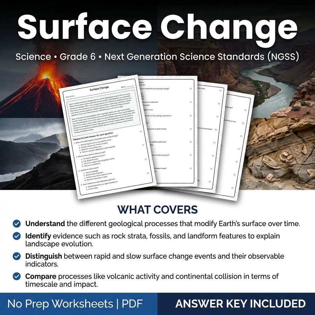 Grade 6 Science | Surface Change Worksheet & Answer Key (PDF Printable)