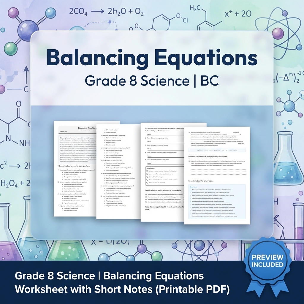 Grade 8 Science Full Year Bundle | Cell Biology, Ecosystems & Conservation — included worksheet 22