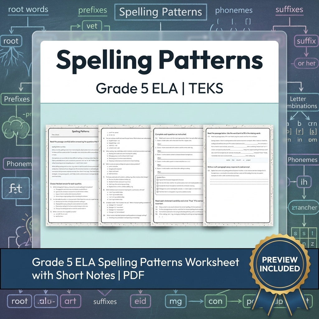 Grade 5 Language Conventions ELA Lesson Bundle TEKS Grammar Worksheets — included worksheet 4