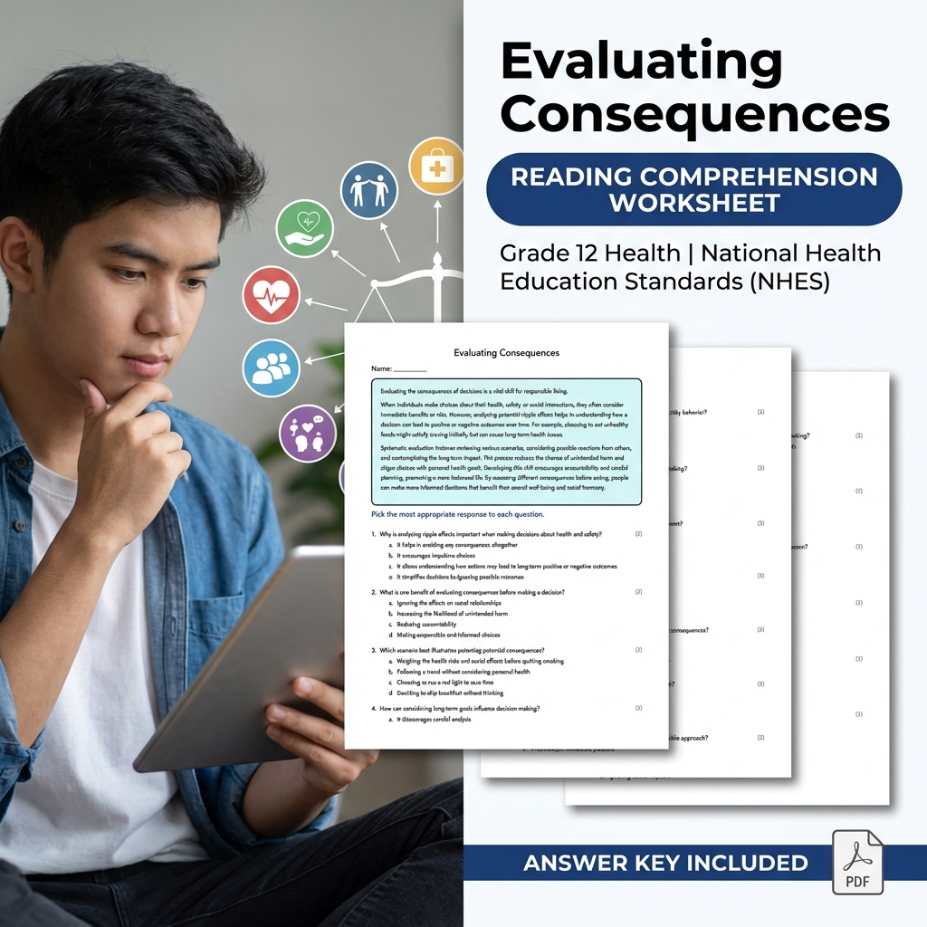 Evaluating Consequences Health Worksheet | NHES Grade 12 Assessment