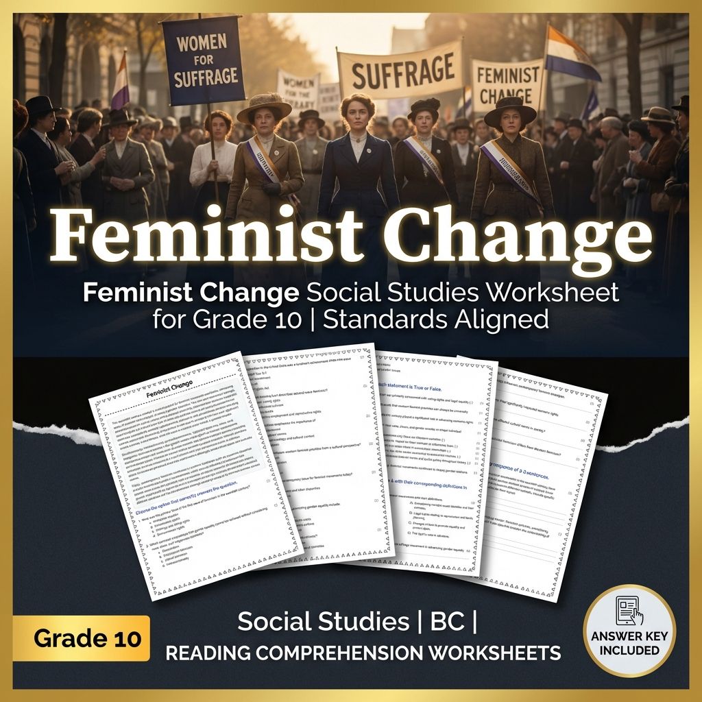 Feminist Change Social Studies Worksheet for Grade 10 | Standards Aligned