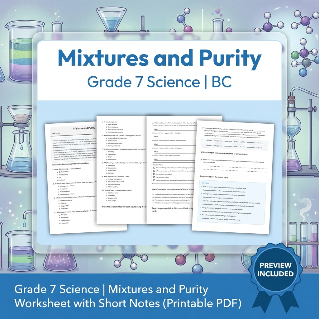 Grade 7 Science Full Year Bundle Ecosystems, Cells & Earth Processes Worksheets — included worksheet 21