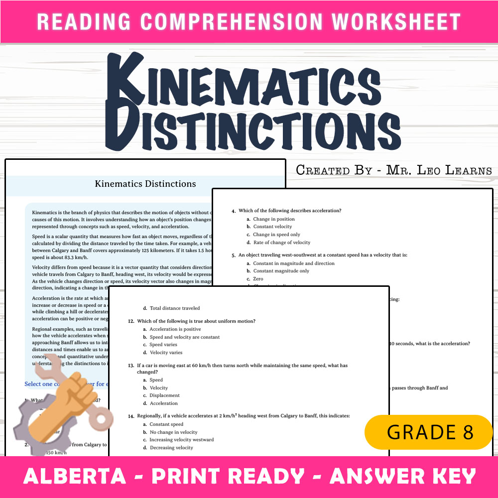 Grade 8 Science worksheet mcq paper worksheet — Grade 8 Science — Kinematics MCQ Worksheet for Mastery — page 1