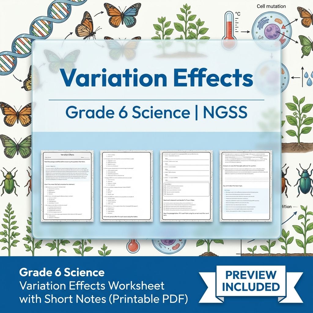Grade 6 Science NGSS From Molecules to Organisms: Structures & Processes — included worksheet 4