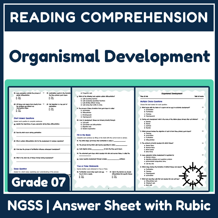 Science reading worksheets worksheet — 7th Grade Science | Organismal Development Reading Worksheets (Answer Key Included)…