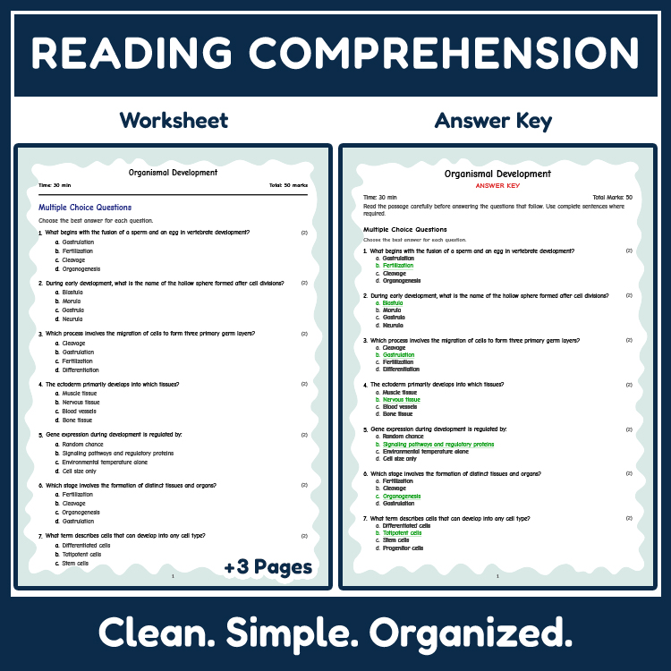 Science reading worksheets worksheet — 7th Grade Science | Organismal Development Reading Worksheets (Answer Key Included)…