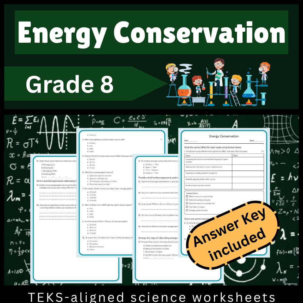 Grade 8 Science Worksheet Bundle | Ecosystems, Matter, Motion & More (TEKS Aligned) — included worksheet 24