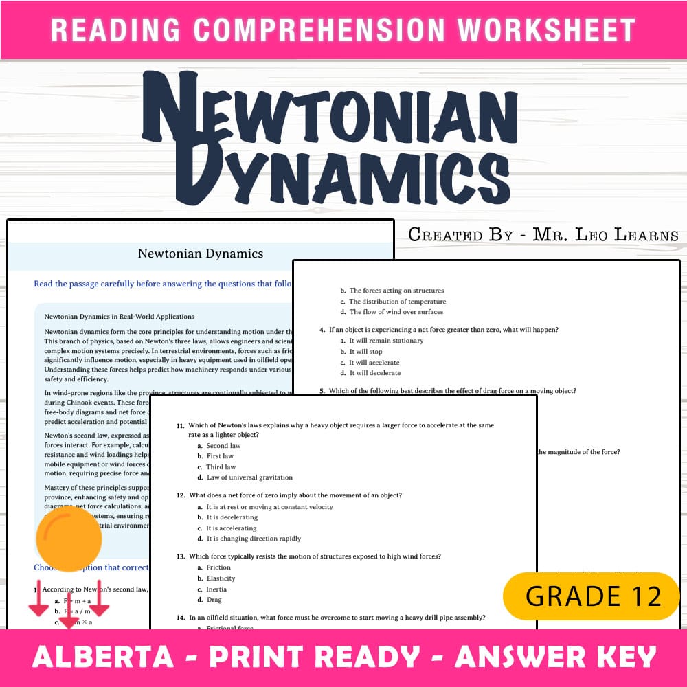 Grade 12 Science worksheet mcq paper worksheet — Grade 12 Science — Worksheet MCQ Paper for Mastering Newtonian Dynamics —…