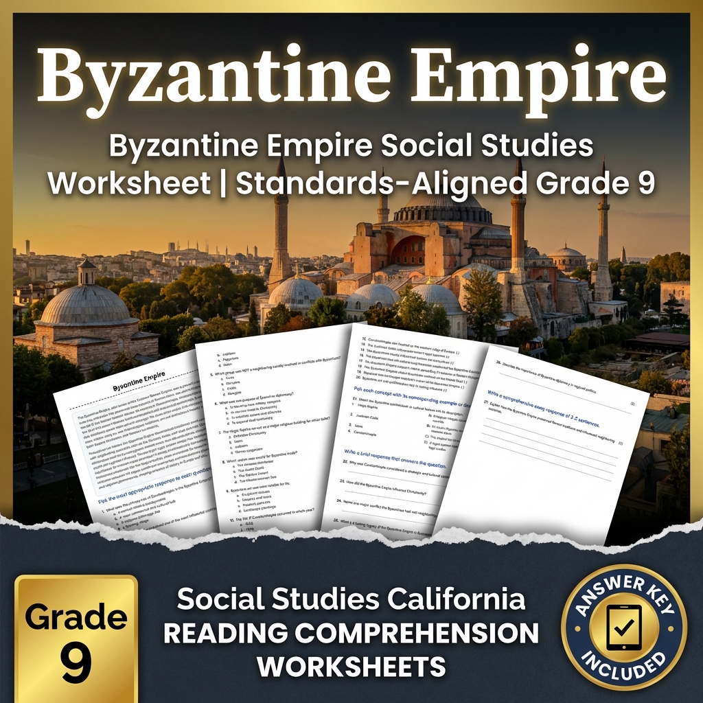 Byzantine Empire Social Studies Worksheet | Standards-Aligned Grade 9