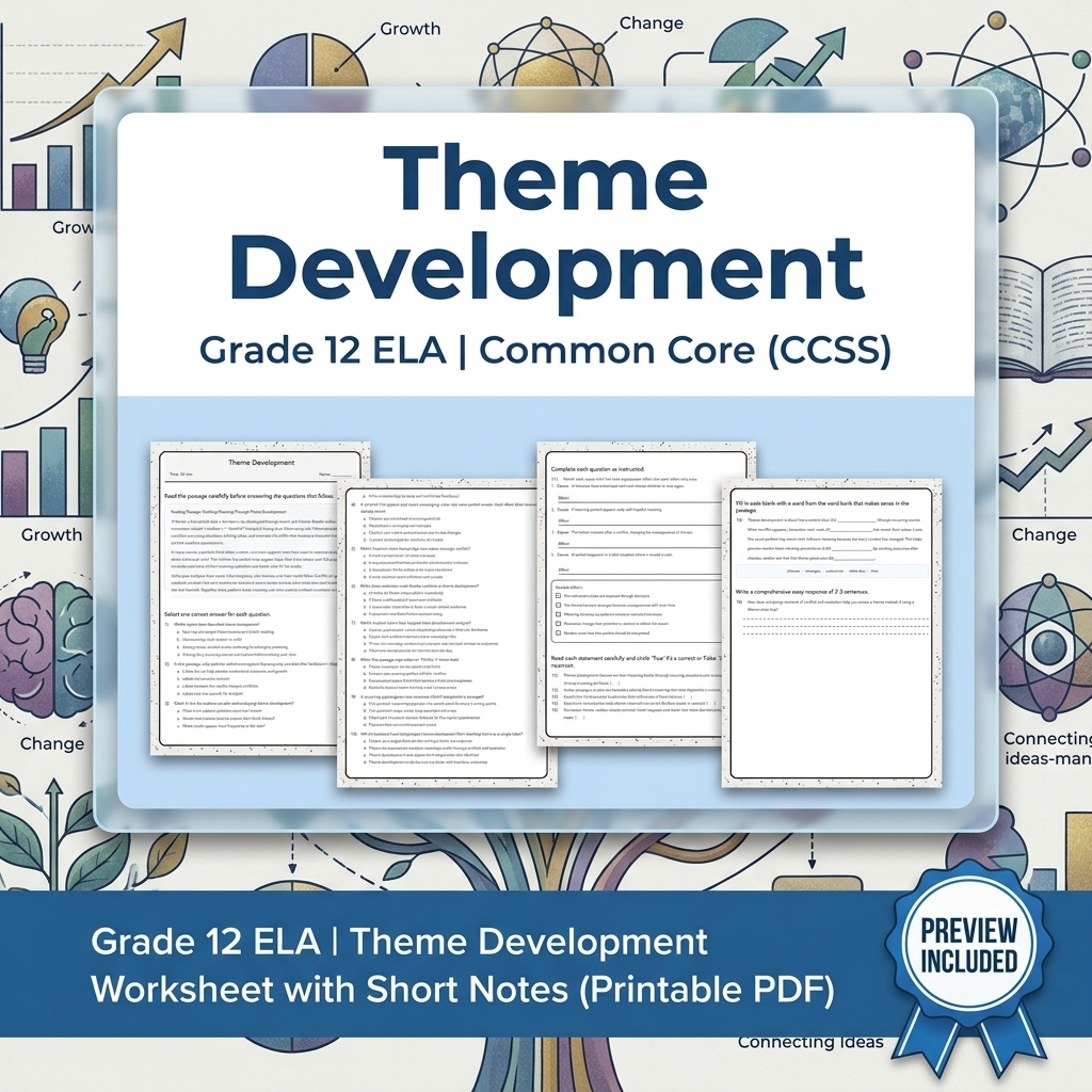 Grade 12 ELA Evidence-Based Reading & Writing Full-Year Bundle (CCSS) — included worksheet 23