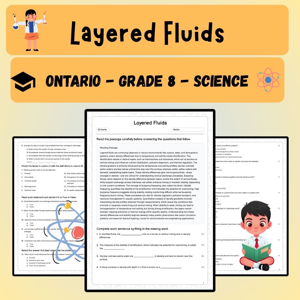 Grade 8 Science worksheet worksheet — Grade 8 Science | Understanding Layered Fluids Worksheet (PDF ) — page 1