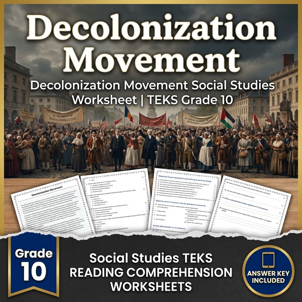 Decolonization Movement Social Studies Worksheet | TEKS Grade 10