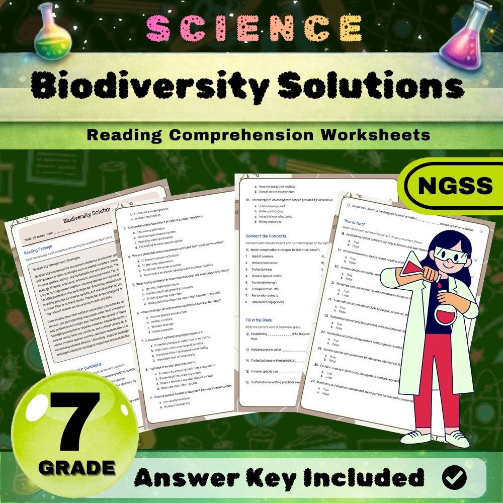 Grade 7 Science Worksheet Bundle | Earth & Space, Life, and Physical Science — included worksheet 21