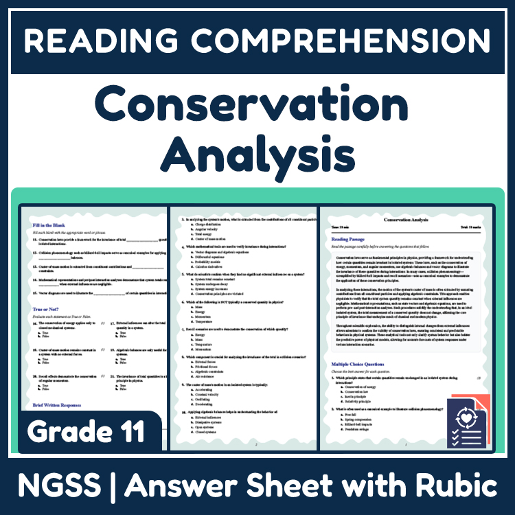 Grade 11 Science reading worksheets worksheet — 11th Grade Science | Conservation Analysis Reading Worksheet (PDF + Answer…