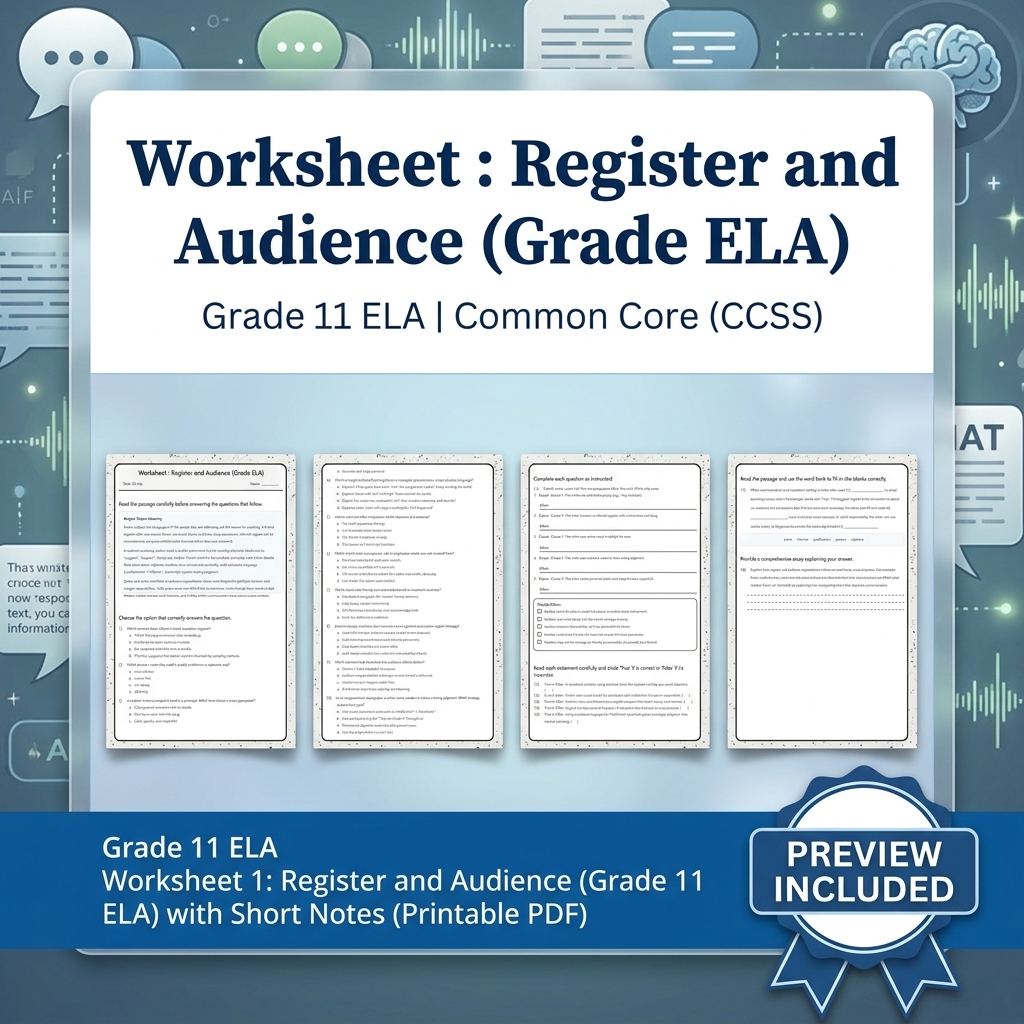 Grade 11 ELA Text Analysis and Writing Full-Year Bundle: Common Core (CCSS) — included worksheet 13