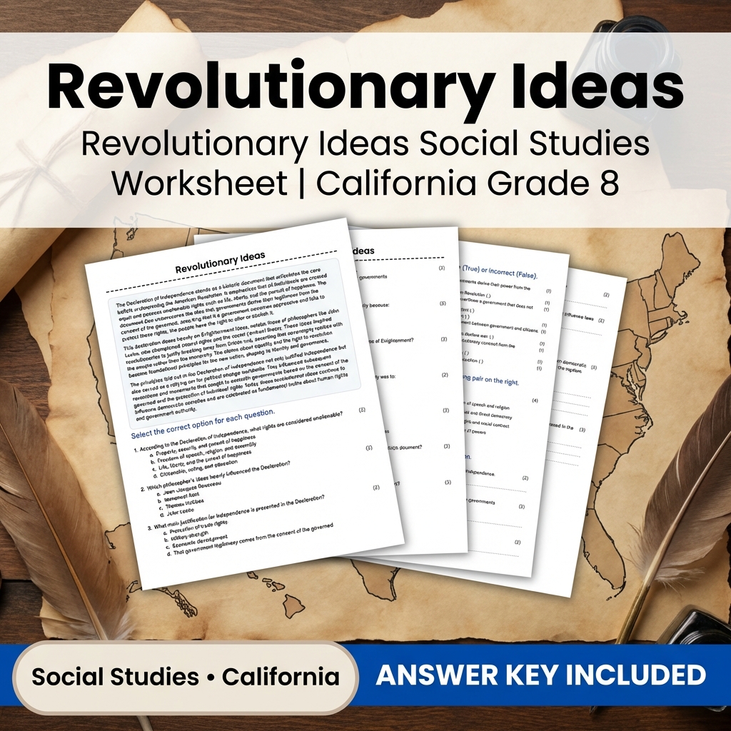 Revolutionary Ideas Social Studies Worksheet | California Grade 8