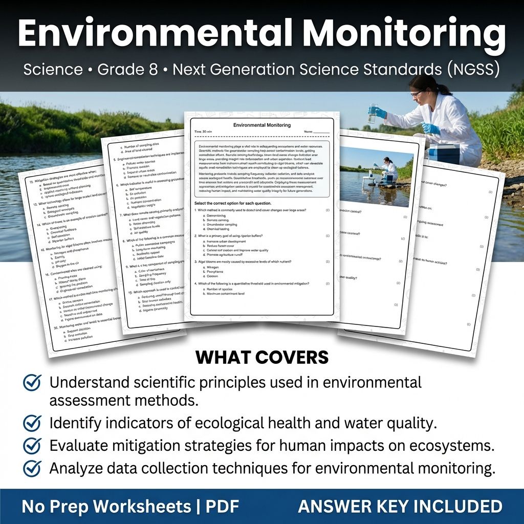 8th Grade Science Worksheet | Environmental Monitoring Practice (PDF + Answer Key)