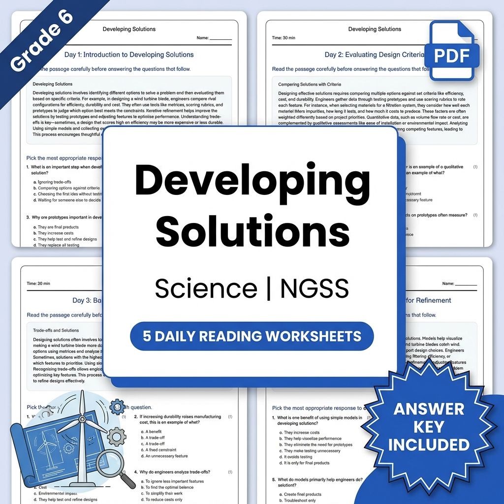 Grade 6 Science daily reading worksheet — 6th Grade Science | Developing Solutions Daily Worksheet (PDF+ Answer Key)