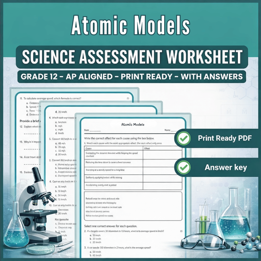 Grade 12 Science – Atomic Models Worksheet (AP) PDF