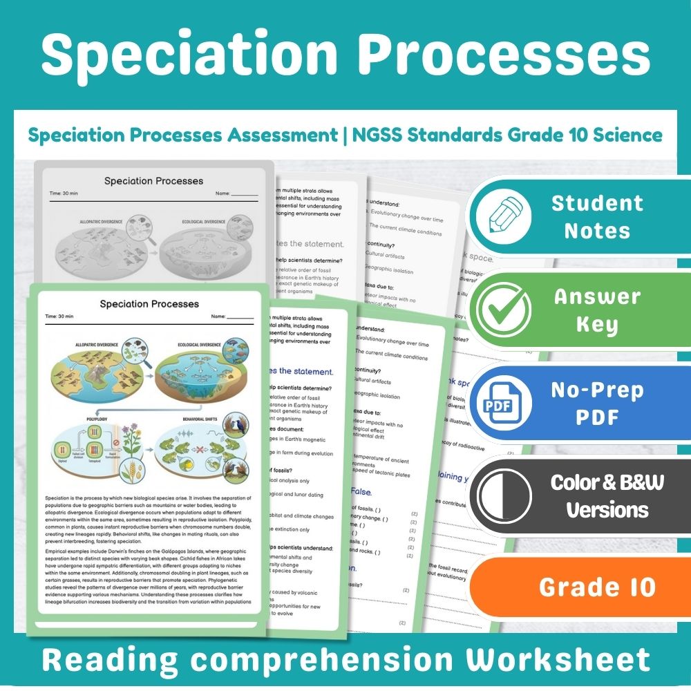 Grade 10 Science Mini Bundle | Evolution & Genetics Assessment (NGSS Aligned) — included worksheet 1