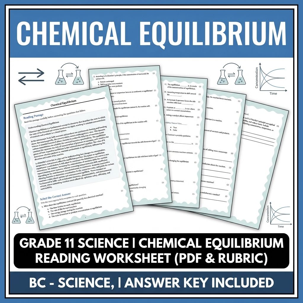 Grade 11 Science | Chemical Equilibrium Reading Worksheet (PDF & Rubric)