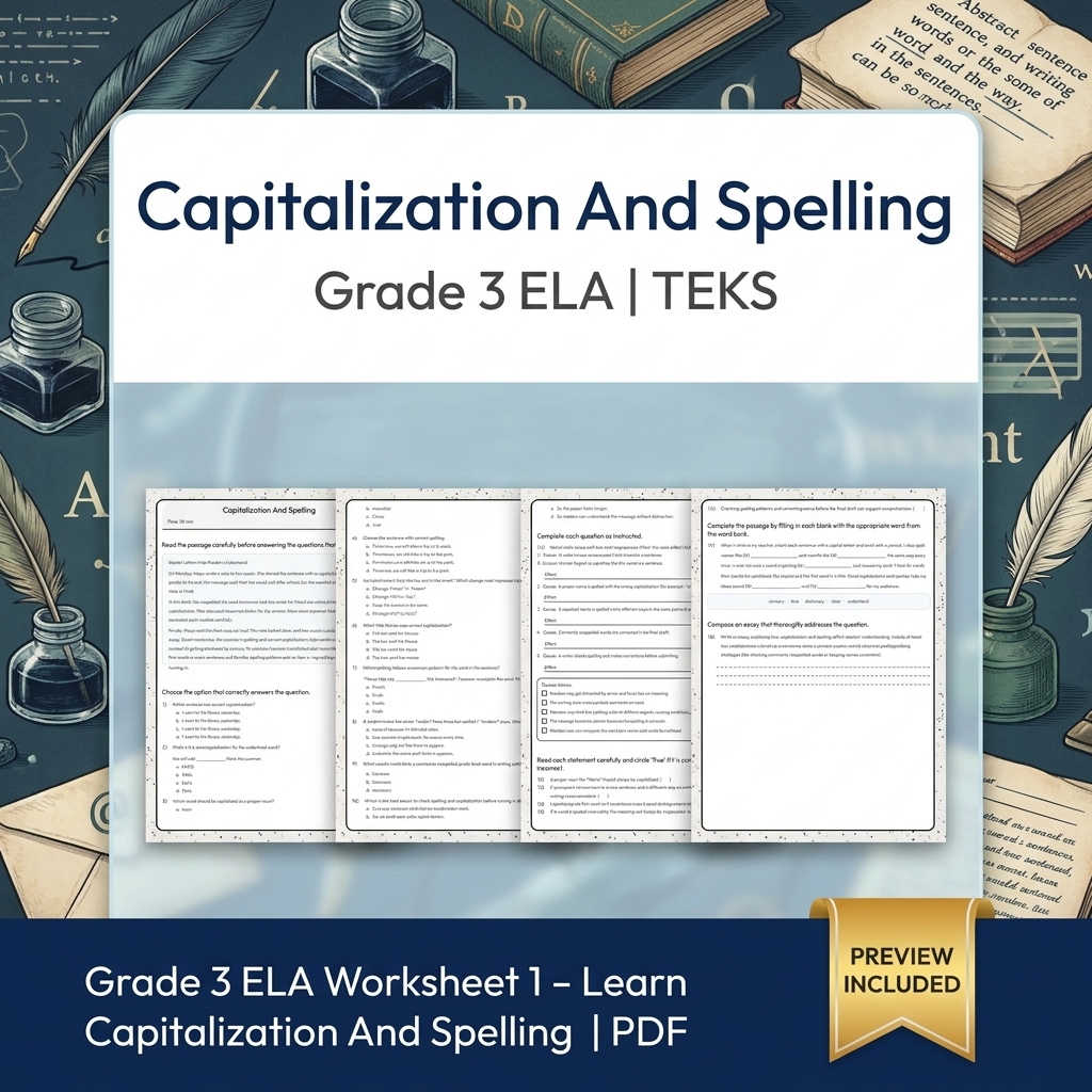 Grade 3 ELA Writing, Reading, and Research Skills Full-Year Bundle TEKS — included worksheet 17