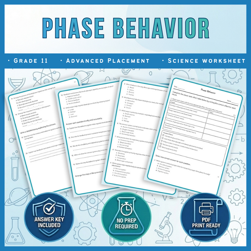 Grade 11 Science science 1 worksheet — Grade 11 Science | Phase Behavior Worksheet (AP Standard) with Answer Key (PDF)