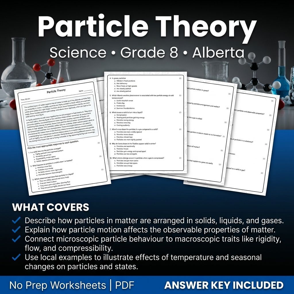 Particle Theory Worksheet for Grade 8 Science – Alberta Standards