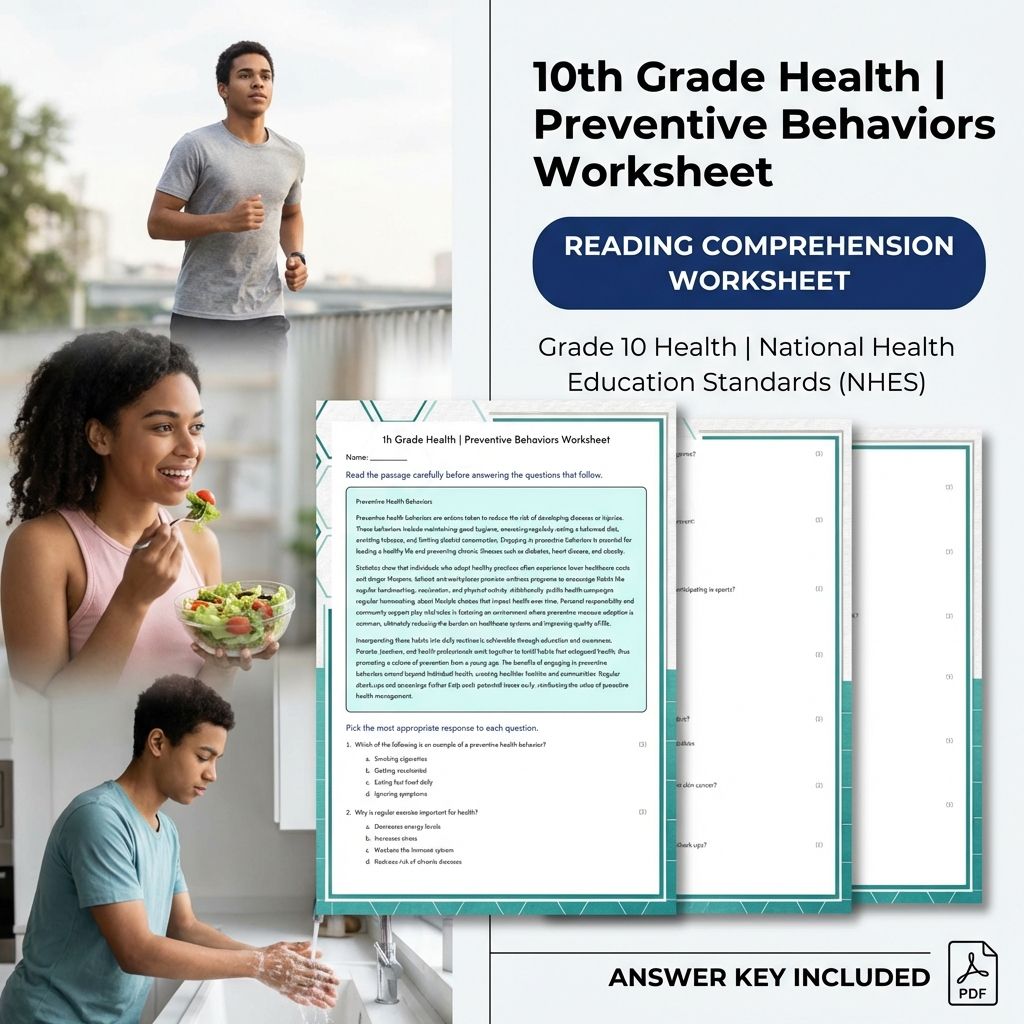 10th Grade Health | Preventive Behaviors Worksheet (Printable PDF)
