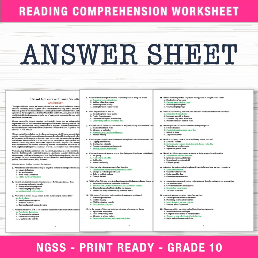 Grade 10 Science worksheet worksheet — Grade 10 Science | Hazard Influence on Human Societies Worksheet (PDF) — page 2