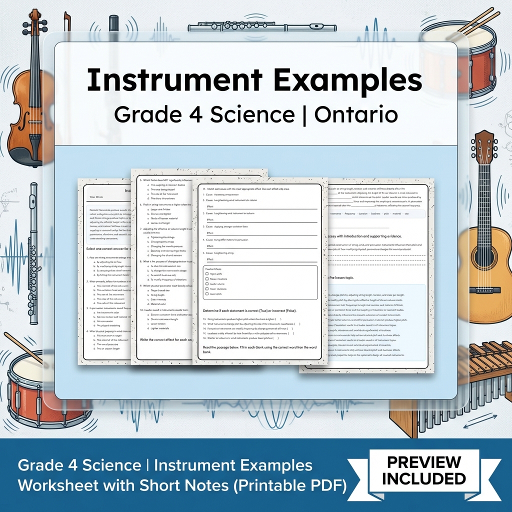 Grade 4 Science Lesson Bundle | Sound, Light & Shadow Activities — included worksheet 5