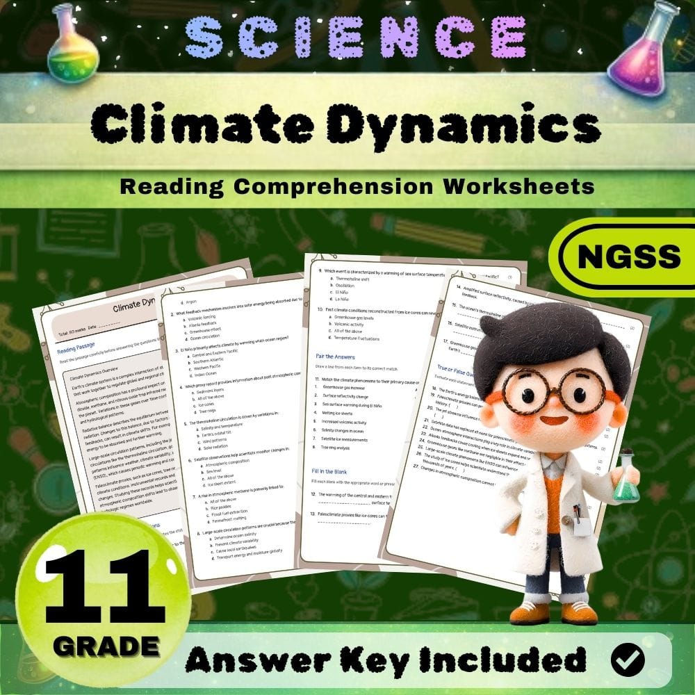 Grade 11 Science science ngss worksheet — Grade 11 Science | Climate Dynamics Worksheet (NGSS) PDF — page 1