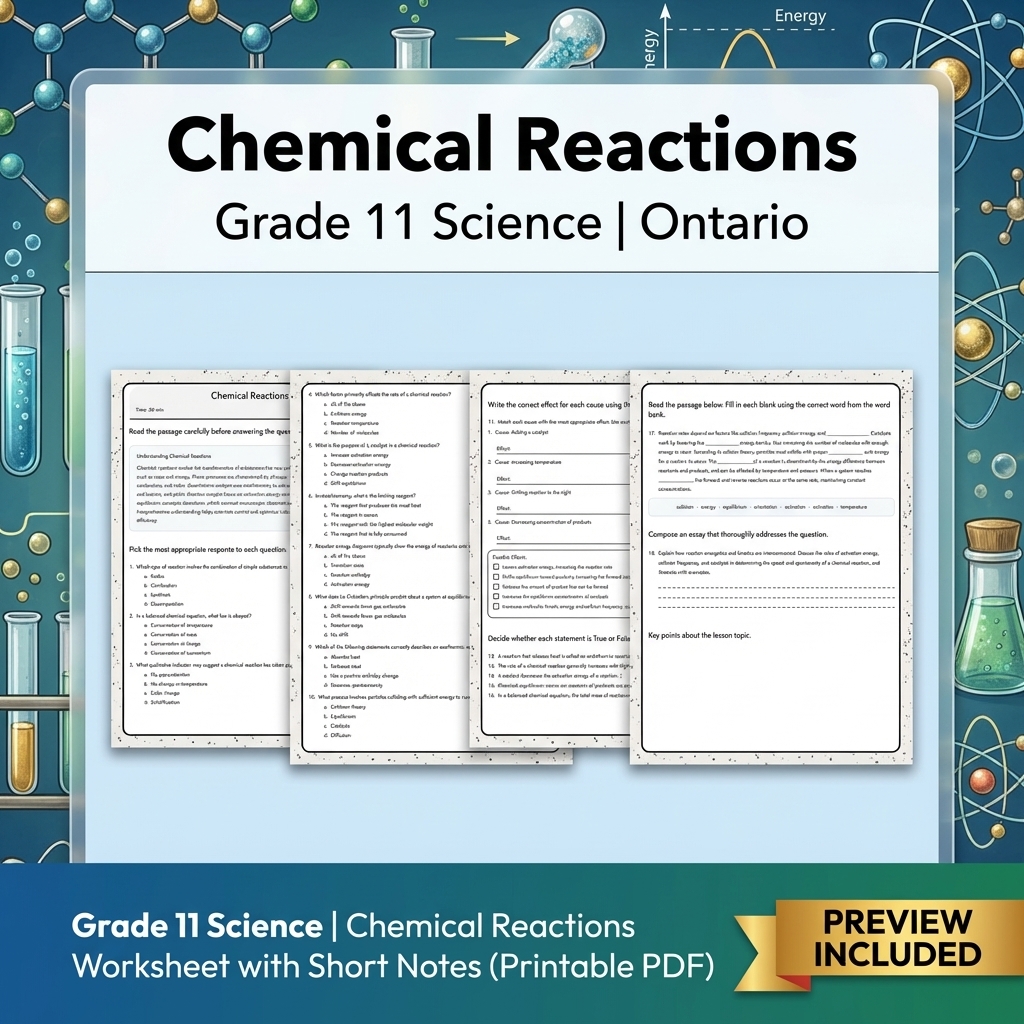Grade 11 Science Full Year Bundle | Ontario Curriculum & Framework — included worksheet 24