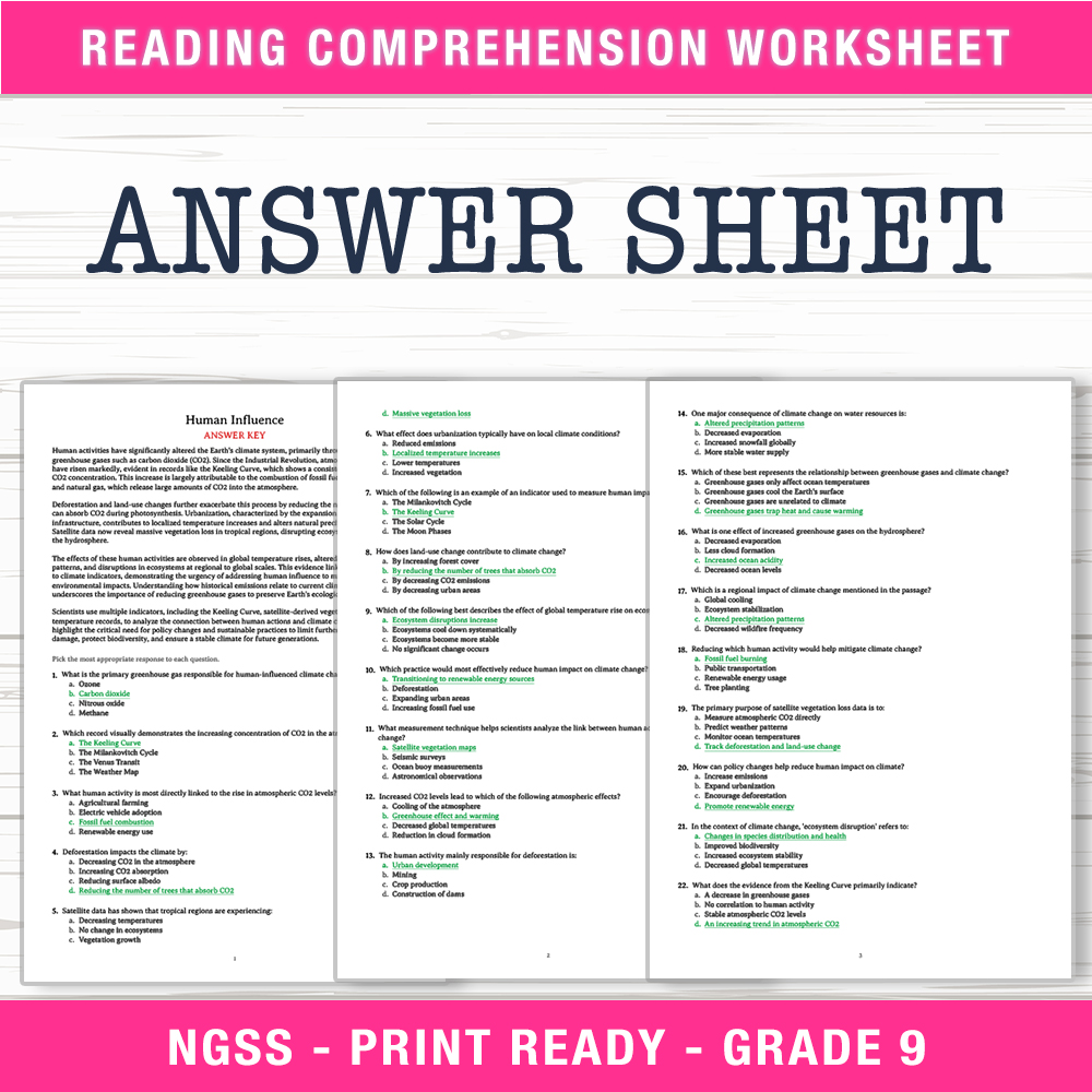 Grade 9 Science worksheet worksheet — Grade 9 Science | Human Influence Worksheet (PDF + Answer Key) — page 2
