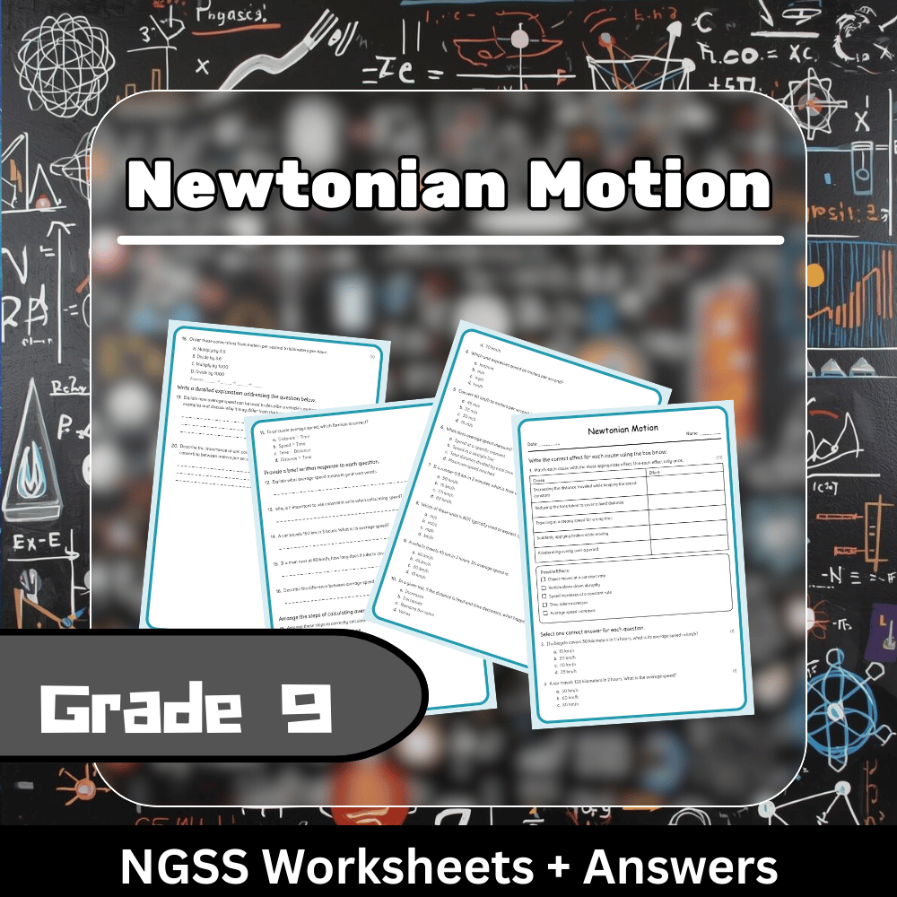 Grade 9 Science science 1 worksheet — Grade 9 Science | Newtonian Motion Worksheet (Answer Key) – NGSS Aligned