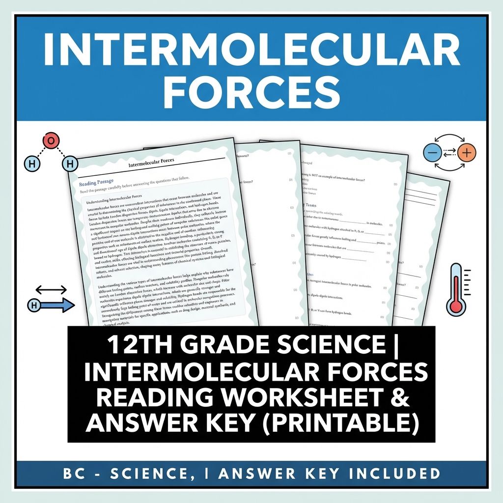 12th Grade Science | Intermolecular Forces Worksheet & Answer Key (Printable)