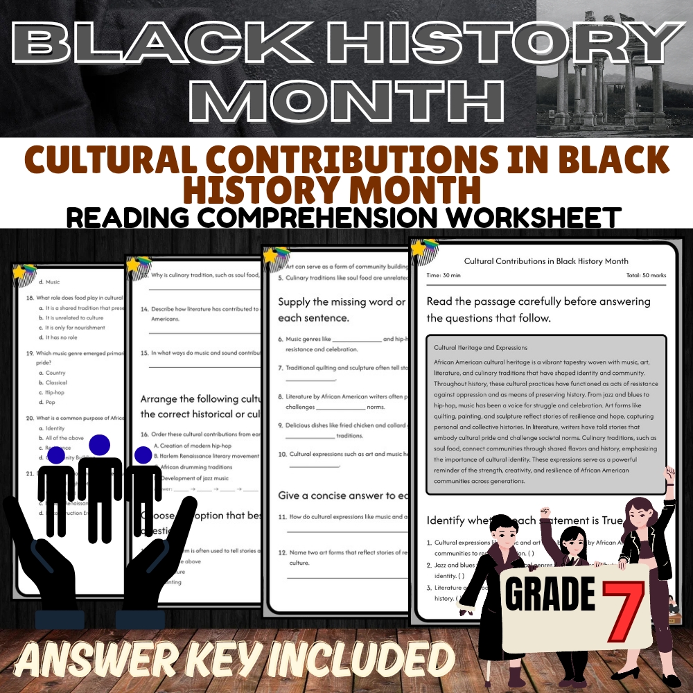 Grade 7 Black History Month Worksheet Collection (Answer Key Included) — included worksheet 3