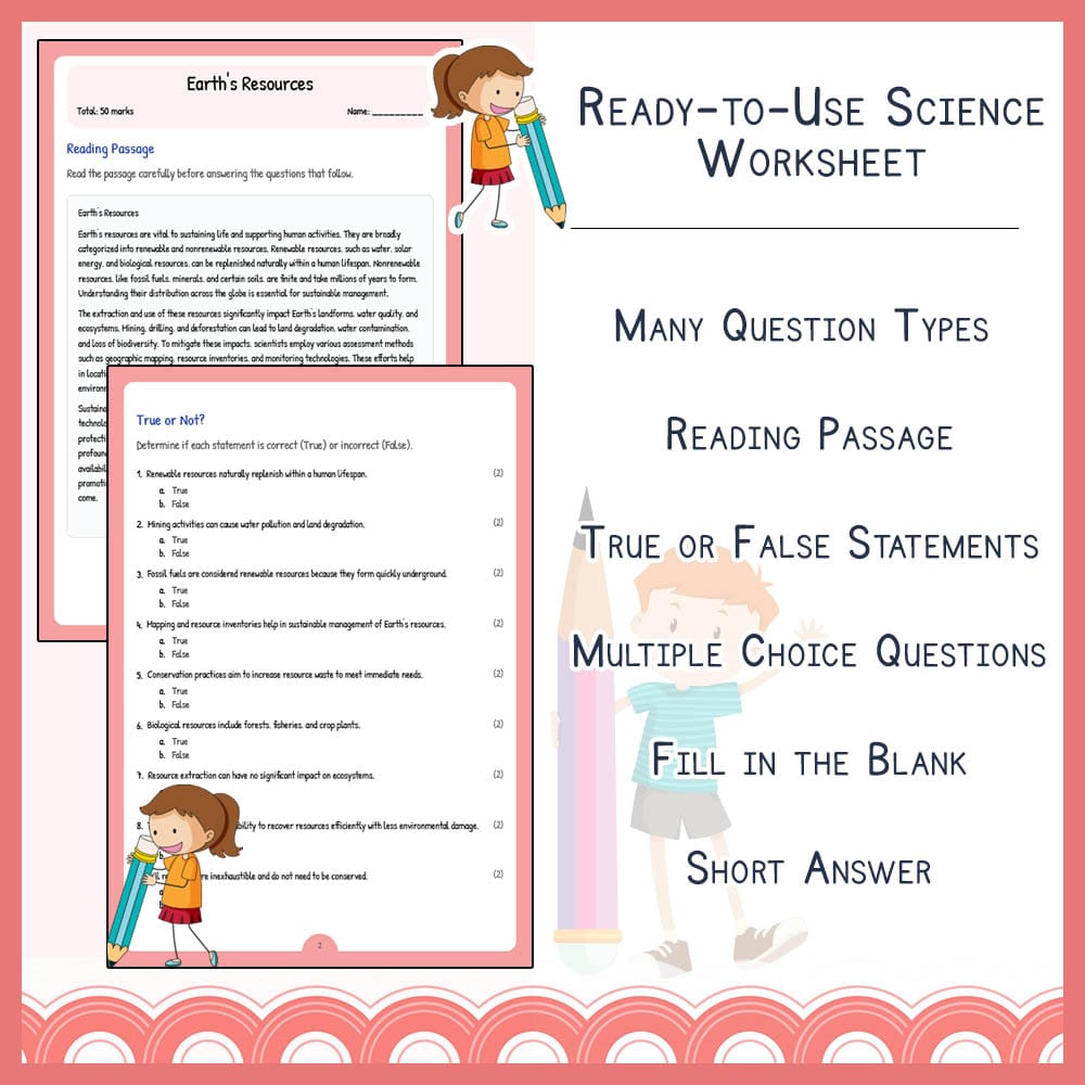 Grade 8 Science worksheet elena worksheet — Grade 8 Science | Earth's Resources Worksheet Elena | TEKS Aligned — page 2