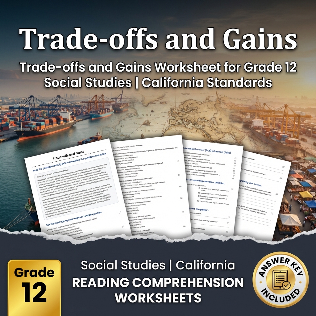 Trade-offs and Gains Worksheet for Grade 12 Social Studies | California 