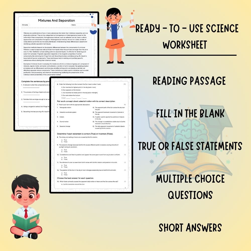Grade 9 Science worksheet worksheet — Grade 9 Science | Mixtures and Separation Worksheet – Ontario Standards (PDF) — page 2